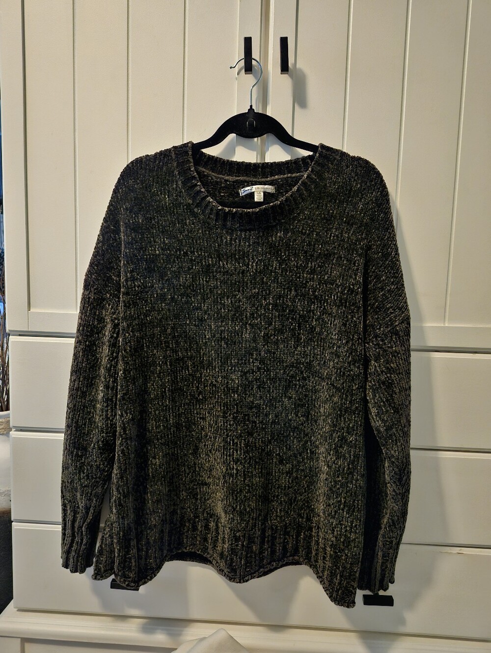 Cozy Chenille Crewneck Sweater - Dark Gray Sz L